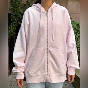 Brandy Melville Erica Light Pink Zip-Up Hoodie